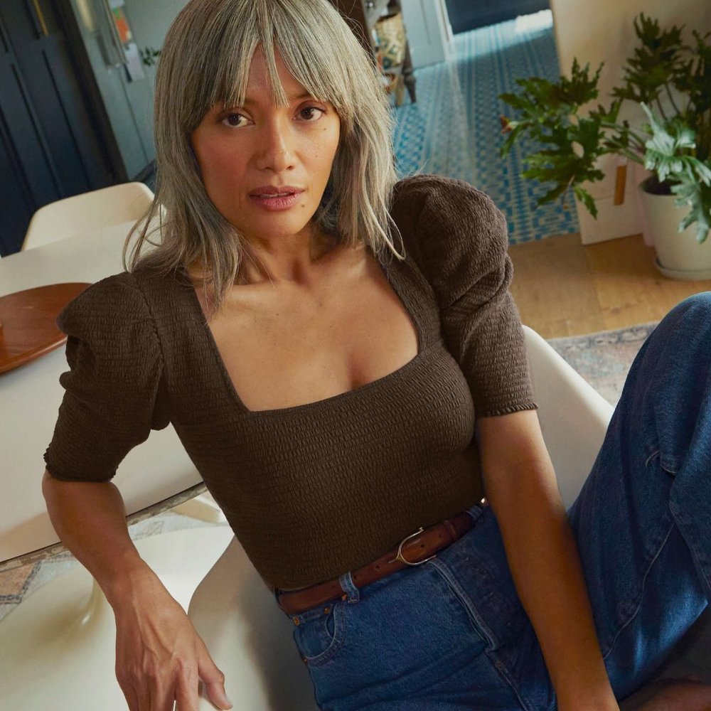 Zandra Smocked Tee in Bittersweet